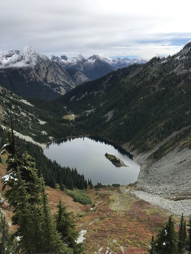 Overlooking Lake Anne on Maple Pass Loop near North Cascades National Park 