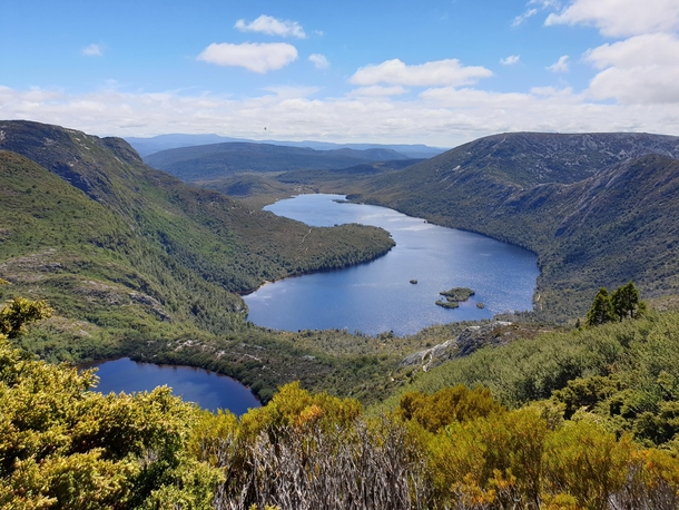 Overlooking lakes Wilks and Dove Tasmania Australia 