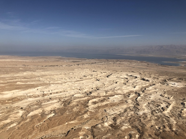 Overlooking the Dead Sea atop Mount Masada Israel 