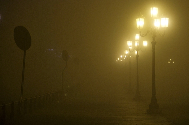 Padua in its winter fog 