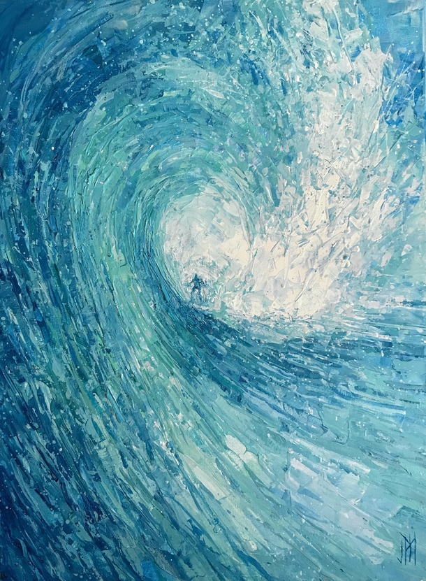 Painting I did of a surf wave up close 