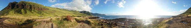 Panoramic photo taken near Kaena Point Oahu Hawaii 