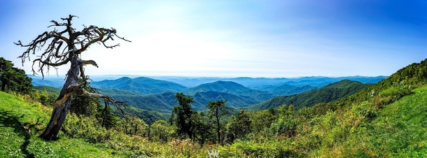 Panoramic scene from the Blue Ridge Parkway somewhere in western North Carolina 