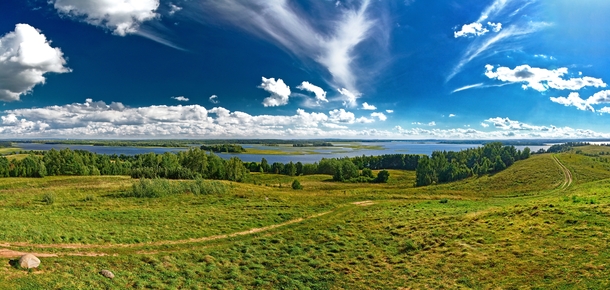 Panoramic view of Strusta Lake Braslau Lakes Belarus   photo by zedlik