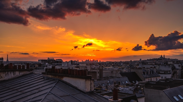 Paris sunset from a rooftop 