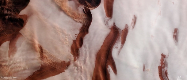 Part of the ice cap sitting at Mars north pole