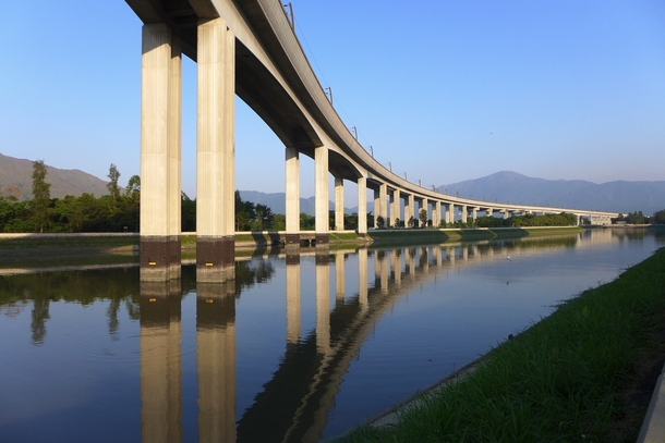 Part of the  km West Rail viaduct  the longest bridge in Hong Kong 