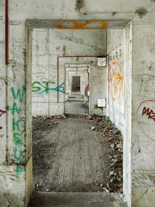 Passage of an abandoned tank garage in Hungary 