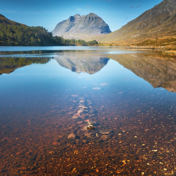 PERFECT reflections on Loch Clair Glen Torridon Highlands Scotland 