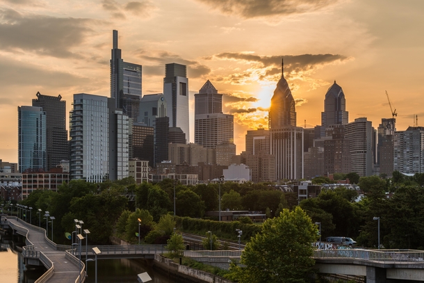 Philly skyline at sunrise