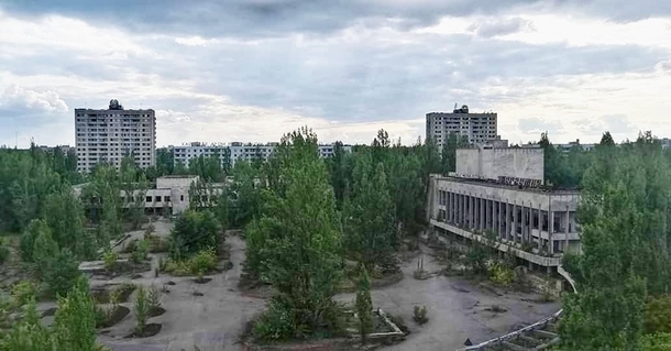 Photo of Lenin square from the top of Pripyat hotel -