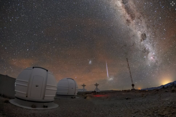 Photo of the Large and Small Magellanic Clouds taken from the La Silla Observatory in Chile