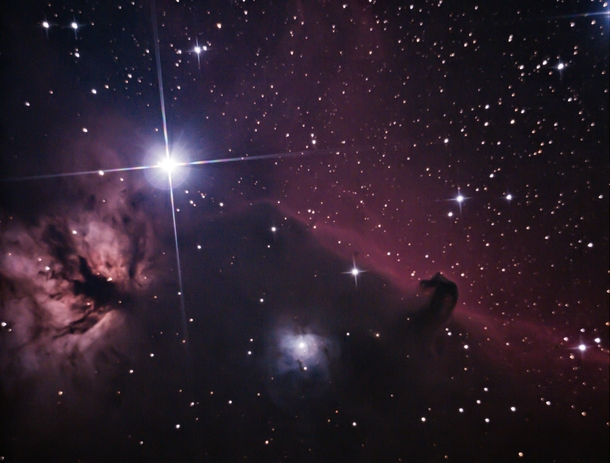 Photographed at the New Zealand Astrophotography event this is my first attempt at the Horsehead and Flame Nebula