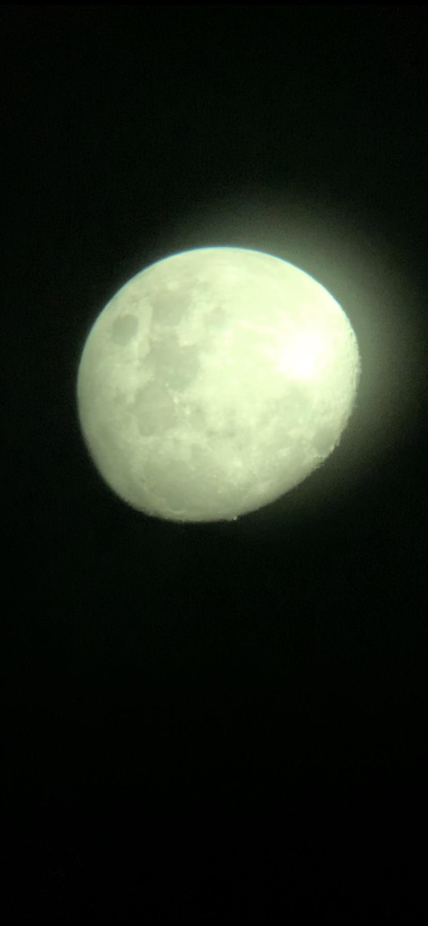 Picture of the full moon through my telescope captured with my phone camera 