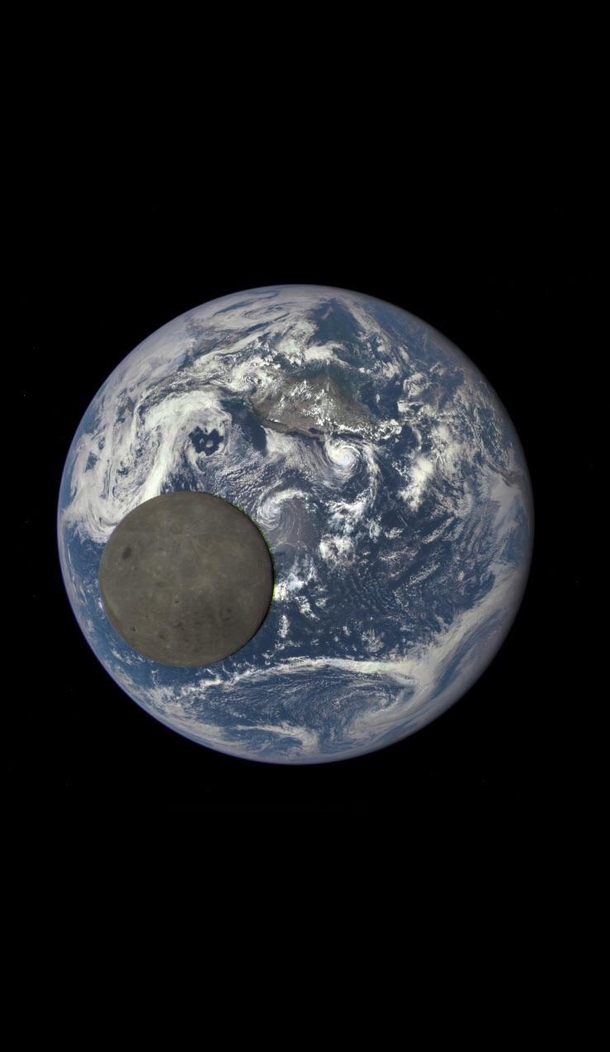 Picture of the moon in frint if the earth taken from a million miles away