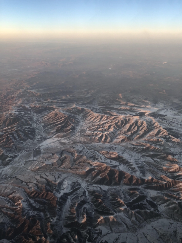 Picture taken from a plane while flying from Xian to Beijing 