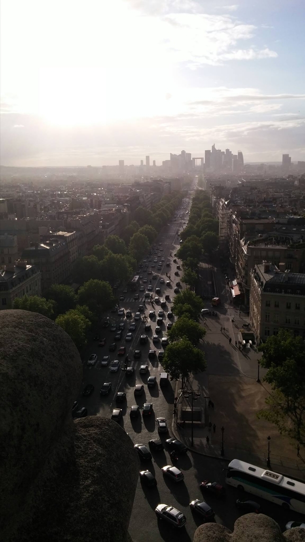 Picture taken ontop of the Arc De Triomphe  Paris 
