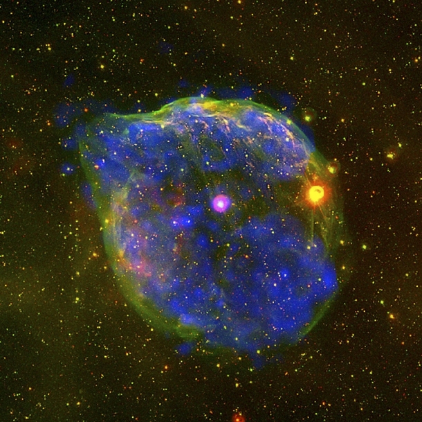 Pink Helium Filled Wolf Rayet Star Within Massive Bubble  Light Years Across