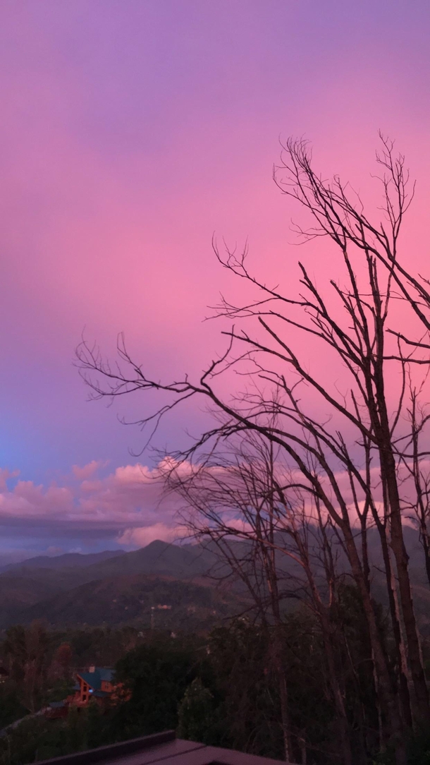Pink skies in Gatlinburg Tennessee 