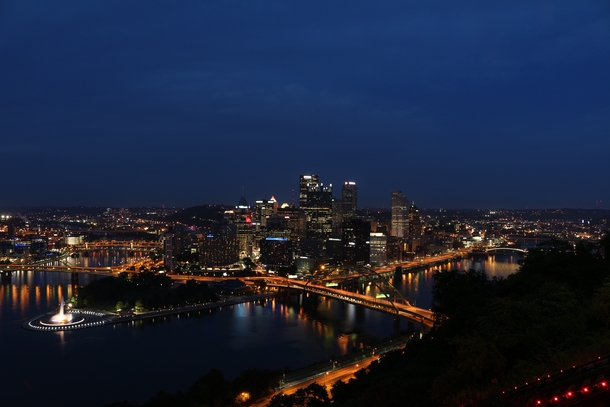 Pittsburgh PA cityscape at night from Mount Washington 