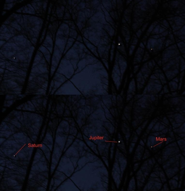 Planetary Trio Taken on March  from my backyard through the trees