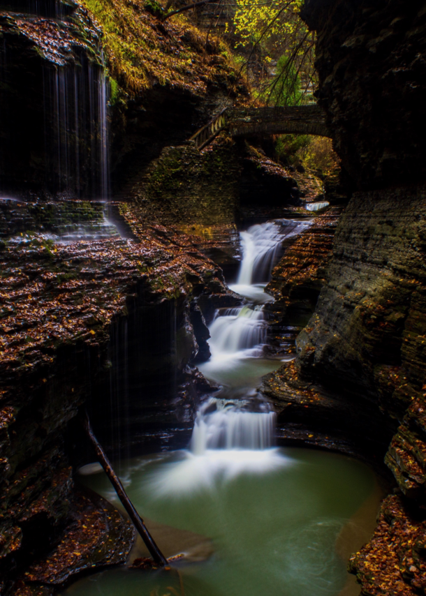 Possibly the most iconic waterfall in New York State Rainbow Falls Watkins Glen NY 