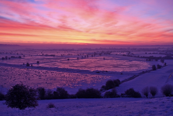 Pre-sunrise view in Somerset England 