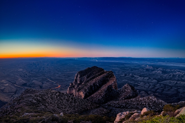 Predawn Light on Guadalupe Peak overlooking El Capitan 