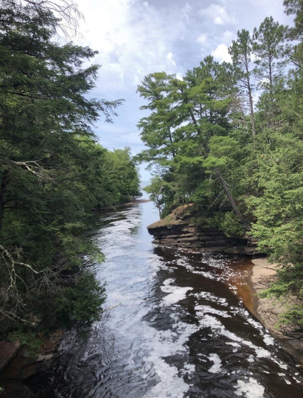 Presque Isle River emptying into Lake Superior Porcupine Mountains State Park Michigan 