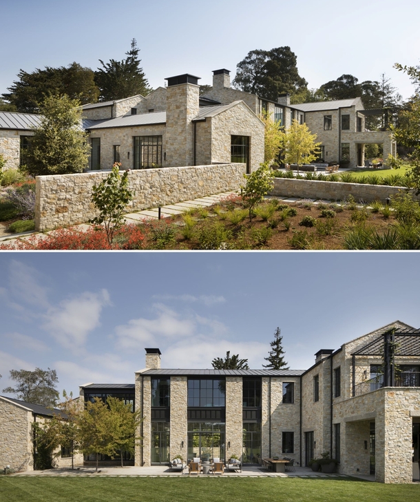 Private residence on the peninsula south of San Francisco made up of a series of stone-clad and linked structures California by Richard Beard Architects Photo Paul Dyer 
