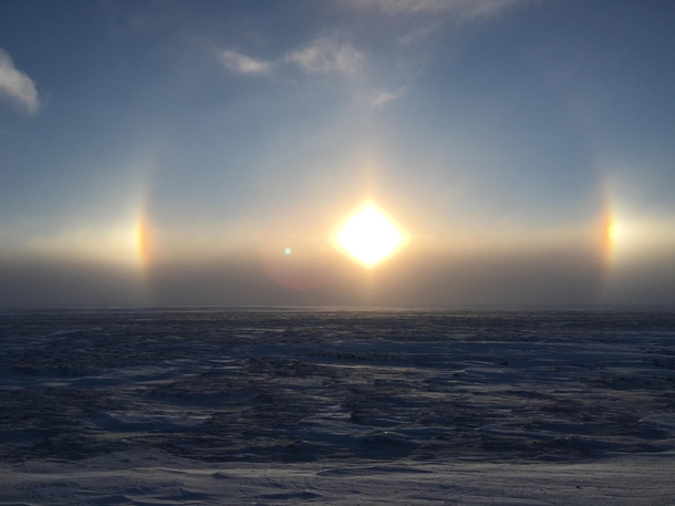 Prudhoe Bay Alaska Tundra in the winter ice crystals form what they call Gods Eye in that region i was told 