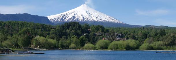 Pucn Chile with Villarrica volcano in the background 