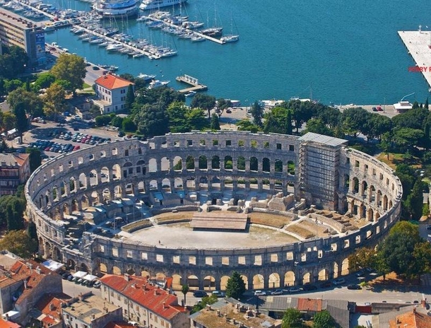 Pula Arena - built between  BC and AD  by Roman Empire - Pula Croatia