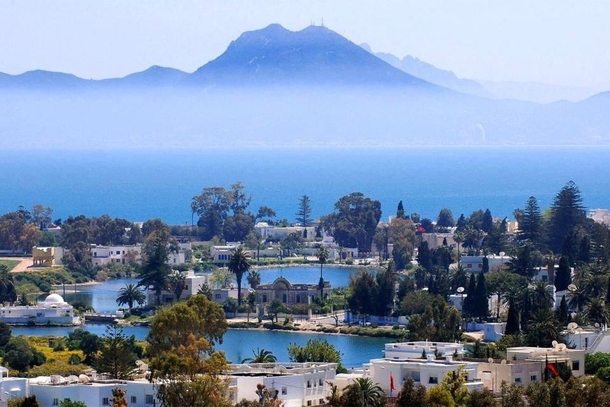 Punic ports of Carthage overlooking the Gulf of Tunis Tunisia