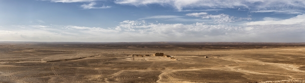 Qasr Tuba in the Jordanian desert abandoned in  after the Umayyad dynasty caliph was assassinated more info in the comments 