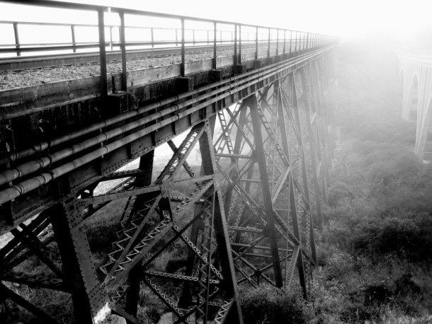 Railroad bridge on the California coast 