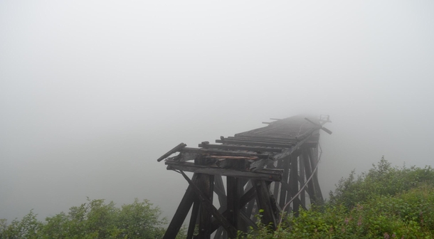 Railway bridge to nowhere in Alaska