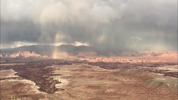 Rainbow and lightning in Canyonlands National Park  x May  