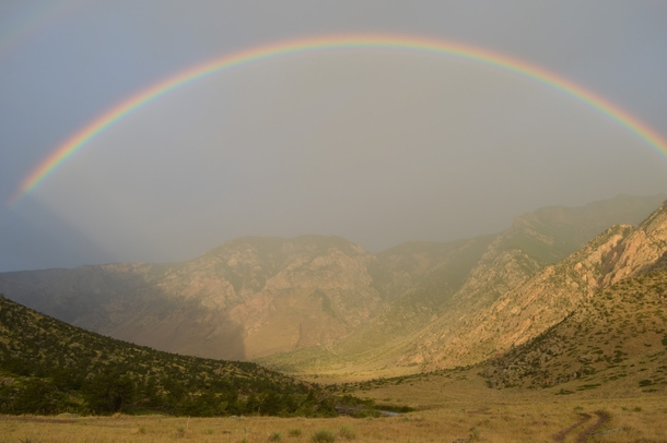 Rainbow at Sunrise - Clarks Fork Canyon WY 