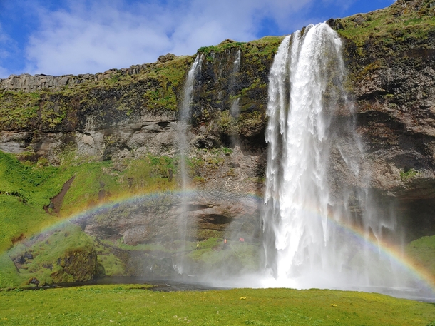 Rainbow at the Bottom of Seljalandsfoss Iceland 