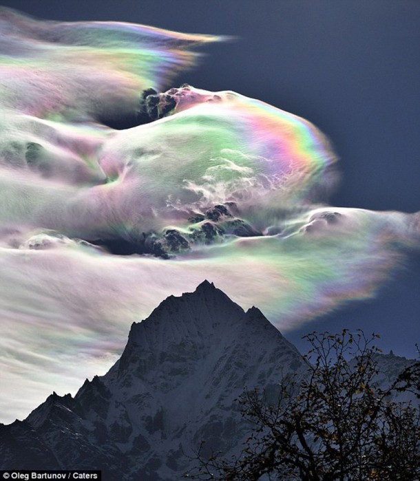 Rainbow Cloud over Mt Thamserku in the Himalayas 