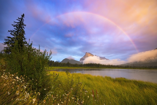 Rainbow over Mt Rundle Banff  x