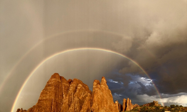 Rainbows over Arches National Park Utah USA  x  OC