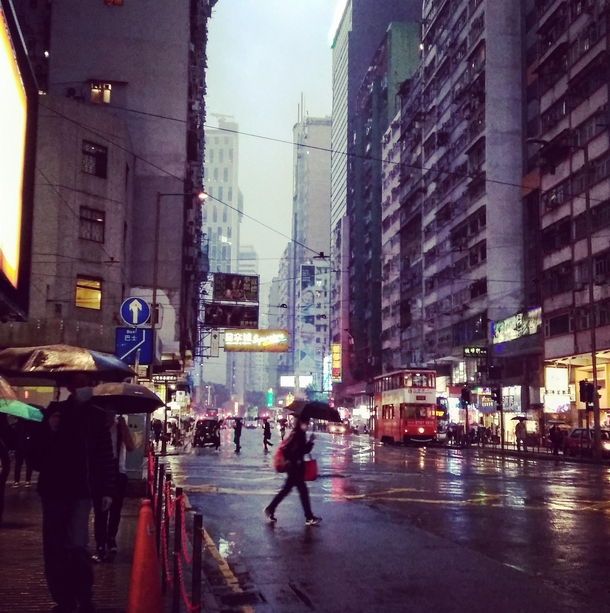 Raining in Hong Kong