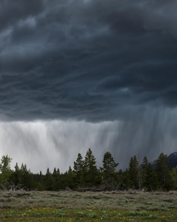 Rainstorm passing through Grand Teton 