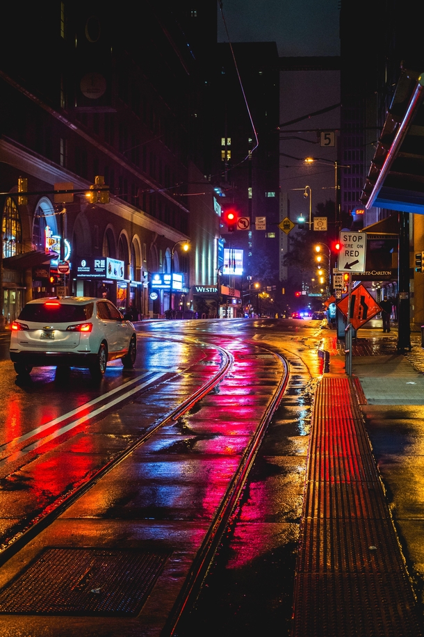 Rainy evening in downtown Atlanta