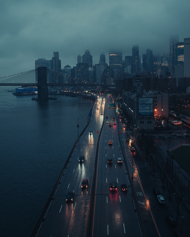 Rainy View from Manhattan Bridge NYC
