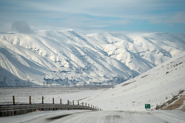 Random road along the highway I had to stop to get this winter image of the desert in Eastern Washington Near Vantage WA