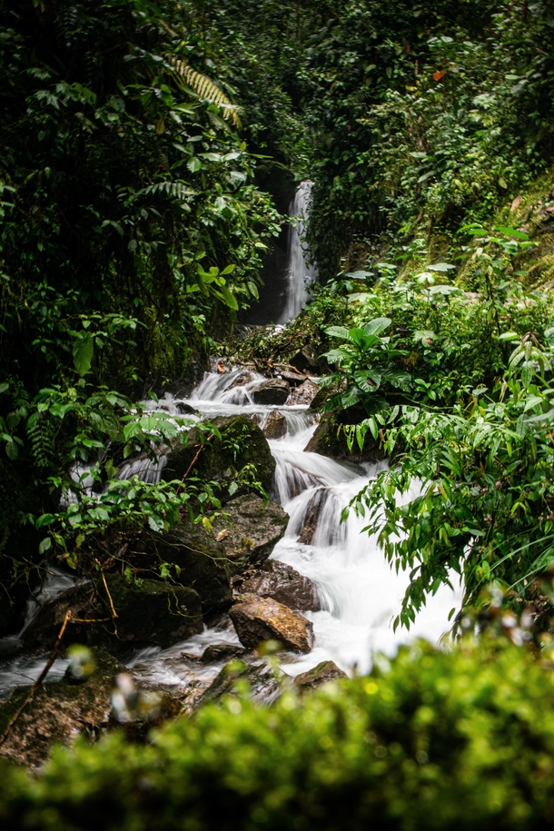 Random waterfall in Mindo cloud forest Ecuador 