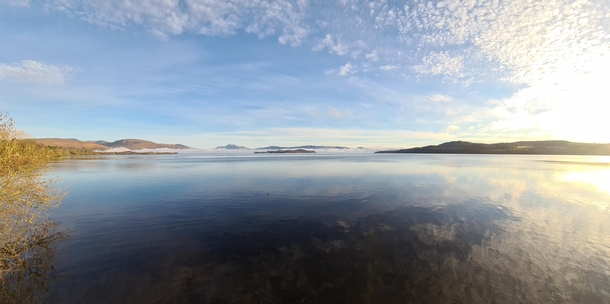 Rare atmospheric condition know as Blue Sky over Loch Lomond Scotland 